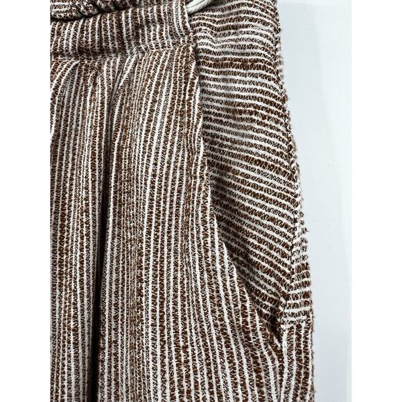 Free People Pants Womens Brown White Light at Sunrise Crop Drawstring Size 6 - Picture 3 of 11